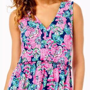 NWT Lilly Pulitzer Lorina Tiered Swing Dress Oyster Bay Navy Shroom View Size M